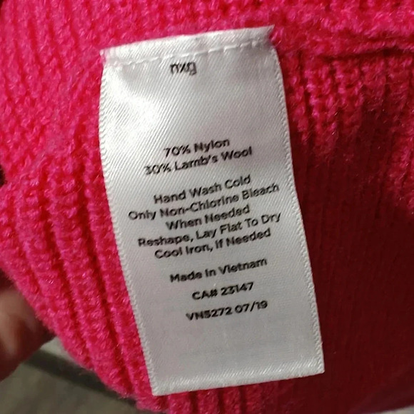 Talbots Lamb's Wool Hot Pink Ribbed Sweater XS Comfy Oversized - Picture 5 of 6